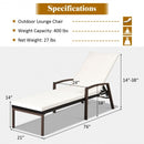 Patio Rattan Lounge Chaise Recliner with Back Adjustable Cushioned