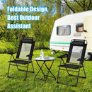 4 Pcs Patio Garden Adjustable Reclining Folding Chairs with Headrest-Black