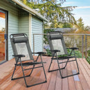 2 Pieces Patio Adjustable Folding Recliner Chairs with 7 Level Adjustable Backrest-Gray