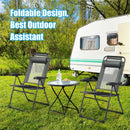 4 Pcs Patio Garden Adjustable Reclining Folding Chairs with Headrest-Gray