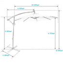10FT 360° Rotation Solar Powered LED Patio Offset Umbrella-Turquoise