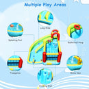 6 in 1 Inflatable Bounce House with Climbing Wall and Basketball Hoop without Blower