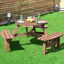 6-Person Patio Wood Picnic Table Beer Bench Set