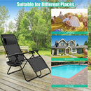 2 pcs Folding Recliner Zero Gravity Lounge Chair - Black