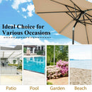 9Ft Solar LED Market Umbrella with Aluminum Crank Tilt 16 Strip Lights-Beige