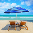 7.2 FT Portable Outdoor Beach Umbrella with Sand Anchor and Tilt Mechanism for  Poolside and Garden-Navy
