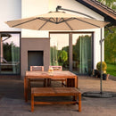 10 Inch Patio Hanging Solar LED Umbrella Sun Shade with Cross Base-Beige