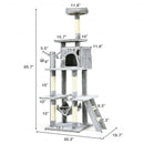 66" Cat Tree Condo Kitten Multi-Level Activity Center-Gray