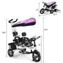 Twins Kids Baby Tricycle With Safety Double Rotatable Seat-Pink